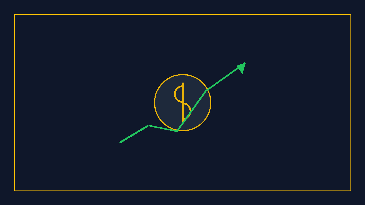 Icono de moneda y gráfica ascendente representando crecimiento financiero e ingresos pasivos
